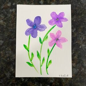 Hand painted watercolor original painting flowers 4x6”